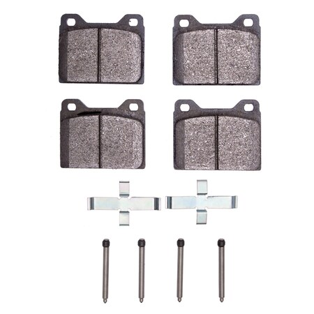 Dynamic Friction Co 5000 Advanced Brake Pads - Semi Metallic and Hardware Kit, Long Pad Wear, 1551-0056-02